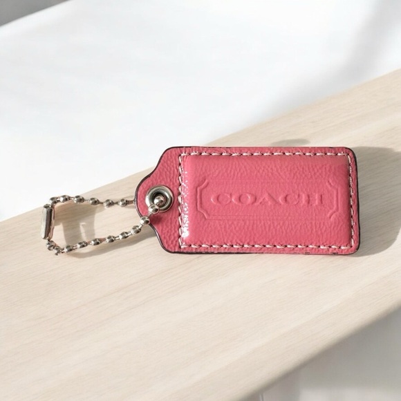 Authentic COACH Salmon Coral Pink Patent Leather Large Hang Tag - Picture 8 of 8